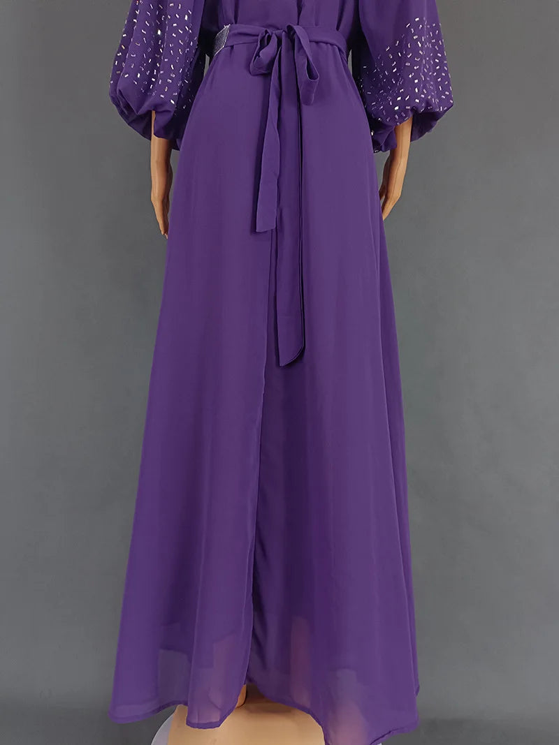 New 2025 Chiffon Diamonds Abayas for Women Luxury Dubai Abaya Turkey Kaftan Muslim Dress Djellaba Jalabiya Caftan Marocain Femme
