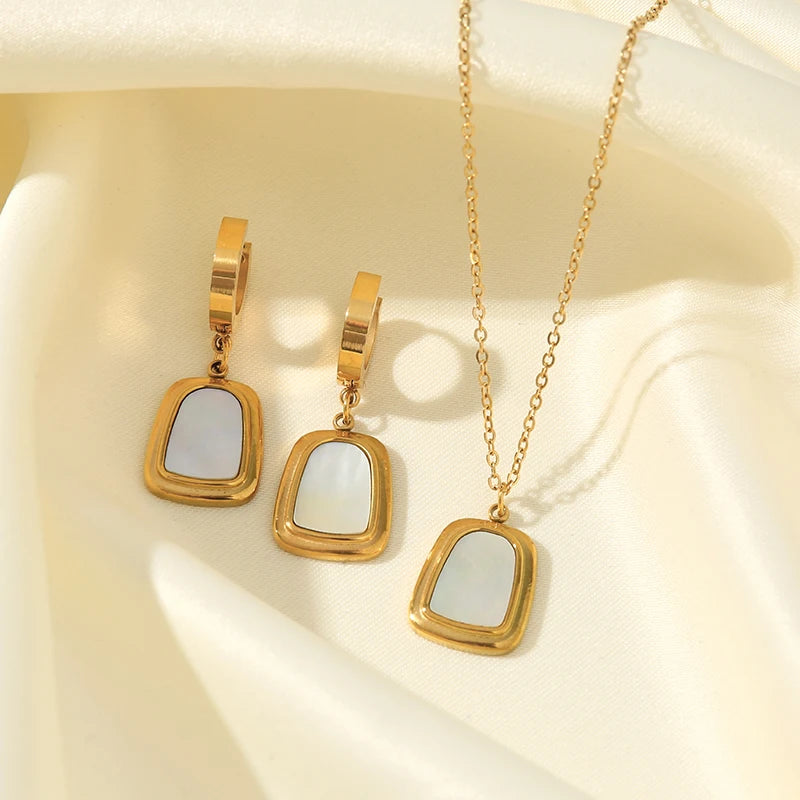 EILIECK 316L Stainless Steel Gold Color Heart Star Flower Necklace Earrings Set For Women Trendy Waterproof Jewelry Holiday Gift