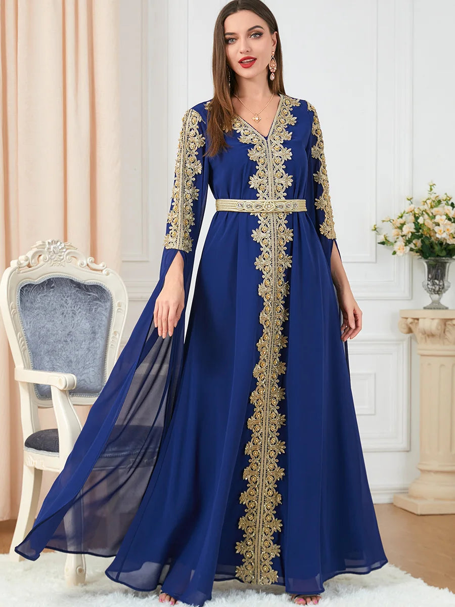 Autumn Morocco Dress Muslim Women Abaya Party Dresses Long Sleeve Abayas Dubai Turkey Islam Kaftan Robe Longue Vestidos Largos