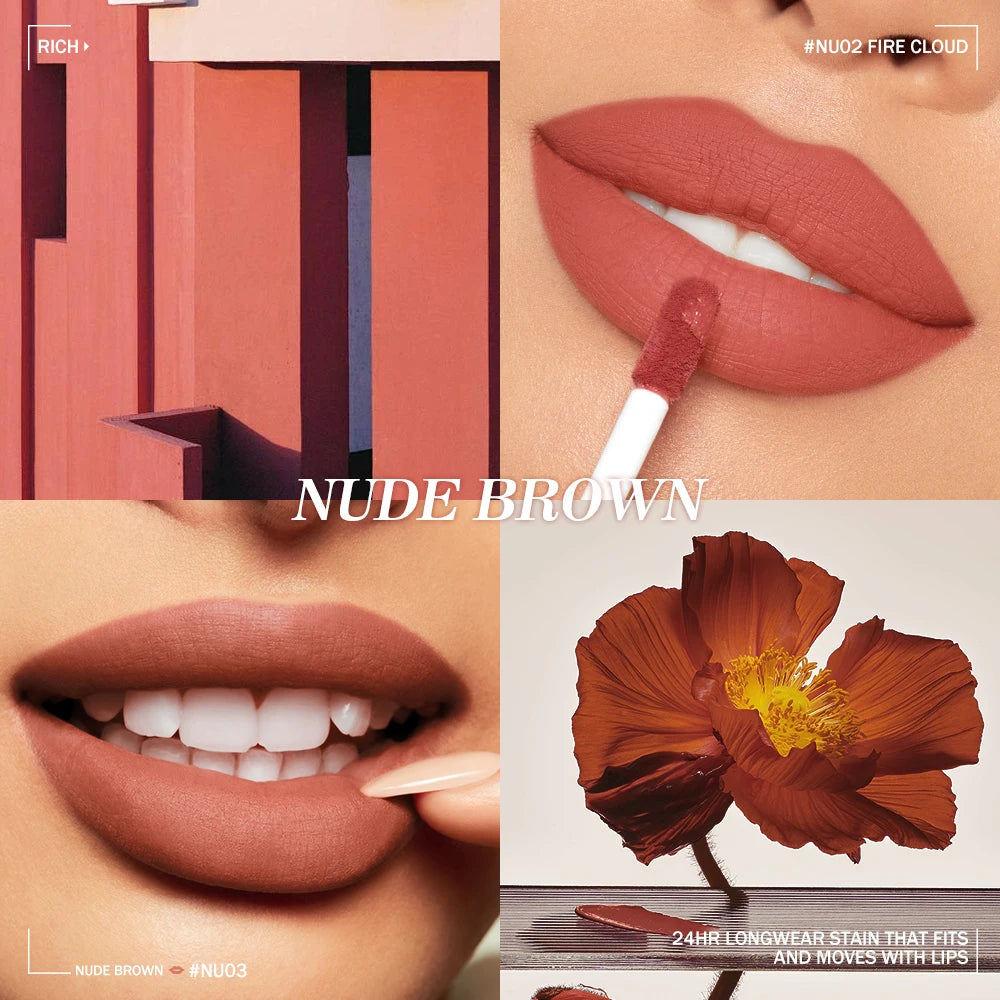 O.TWO.O Lipstick Lip Tint Matte 24H Stay Color-Locking Ultra-Lasting  Waterproof Transfer-Proof Glossy Satin Lip Glaze Makeup