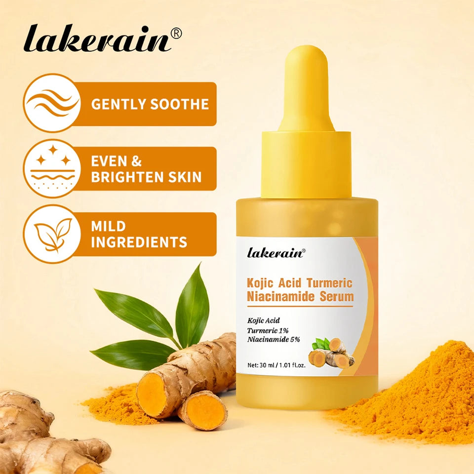 Kojic Acid Turmeric Niacinamide Serum Precise Dropper Design Deep Moisturizing Soothe Skin Brighten Skin Tone Facial Care