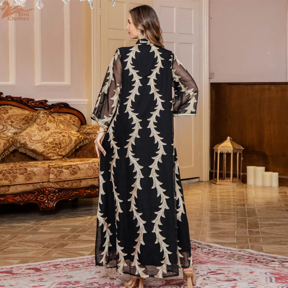 Uni Muslim Luxury Woman Evening Dress Dubai Sequins Maxi Abaya Two Pieces Kaftans 2025