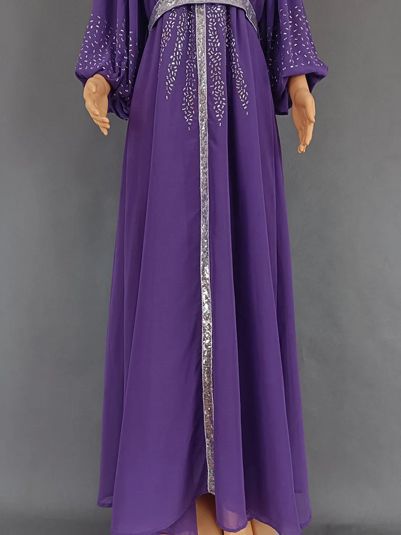 New 2025 Chiffon Diamonds Abayas for Women Luxury Dubai Abaya Turkey Kaftan Muslim Dress Djellaba Jalabiya Caftan Marocain Femme