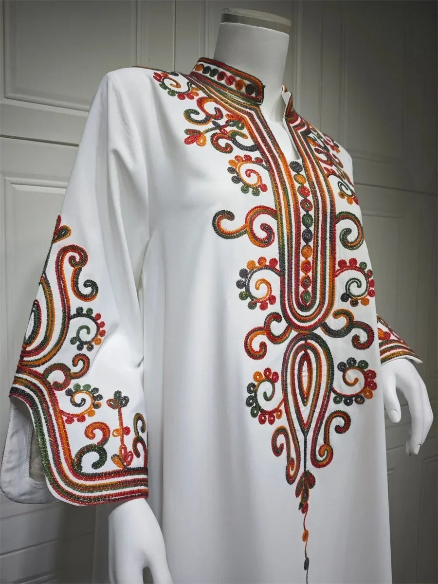 Ramadan Muslim Women's Embroidered Loose abaya Dresses For Women Gala Morocco Dubai Elegant Casual Kaftan