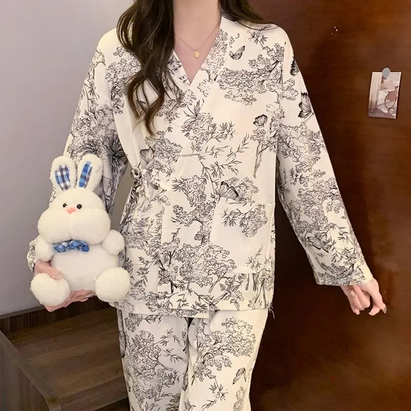 Sleeping Wear for Woman Pajamas Set Ensemble Pyjama Femme Ladies Pyjamas Femmes Sexy’ Homewear Home Set Female Pajama Women Suit