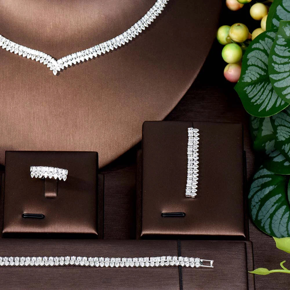 Simple and generous all occasions versatile accessories necklace earrings bracelet wedding party dresses women's sets M-11