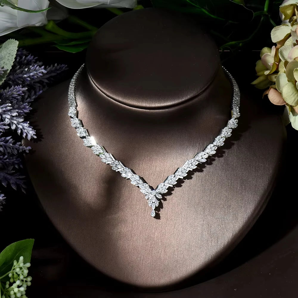 Hot Selling 4pcs Necklace and Earrings Set AAA Cubic Zircon Jewelry Set for Dubai Nigeria Women Bridal Wedding Accessories N-119