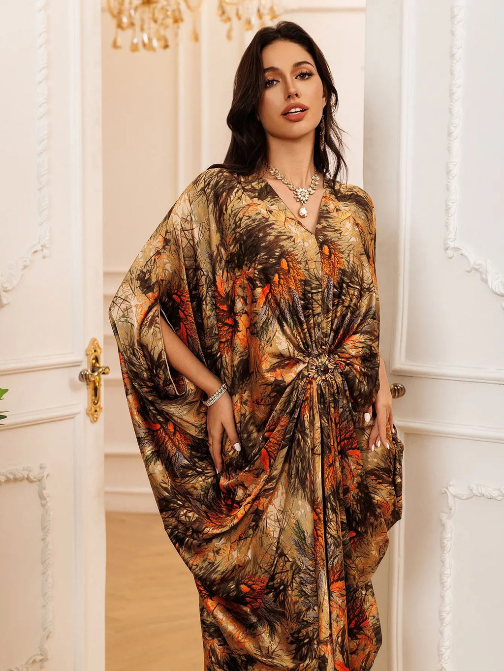 Eid Women Dress Muslim Abaya Print V Neck Party Jalabiya Ramadan Long Dresses Abayas Vestidos Largos Kaftan Arab Long Robe 2025