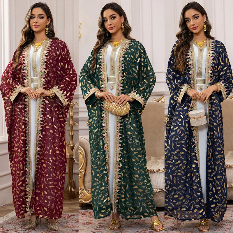 2PCS Muslim Women Dress Dubai Abaya Kaftan Turkey Embroidery Jalabiya African Party Gown Arab Robe Islam Clothing Kebaya Caftan