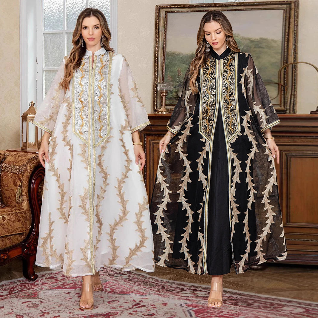 Uni Muslim Luxury Woman Evening Dress Dubai Sequins Maxi Abaya Two Pieces Kaftans 2025
