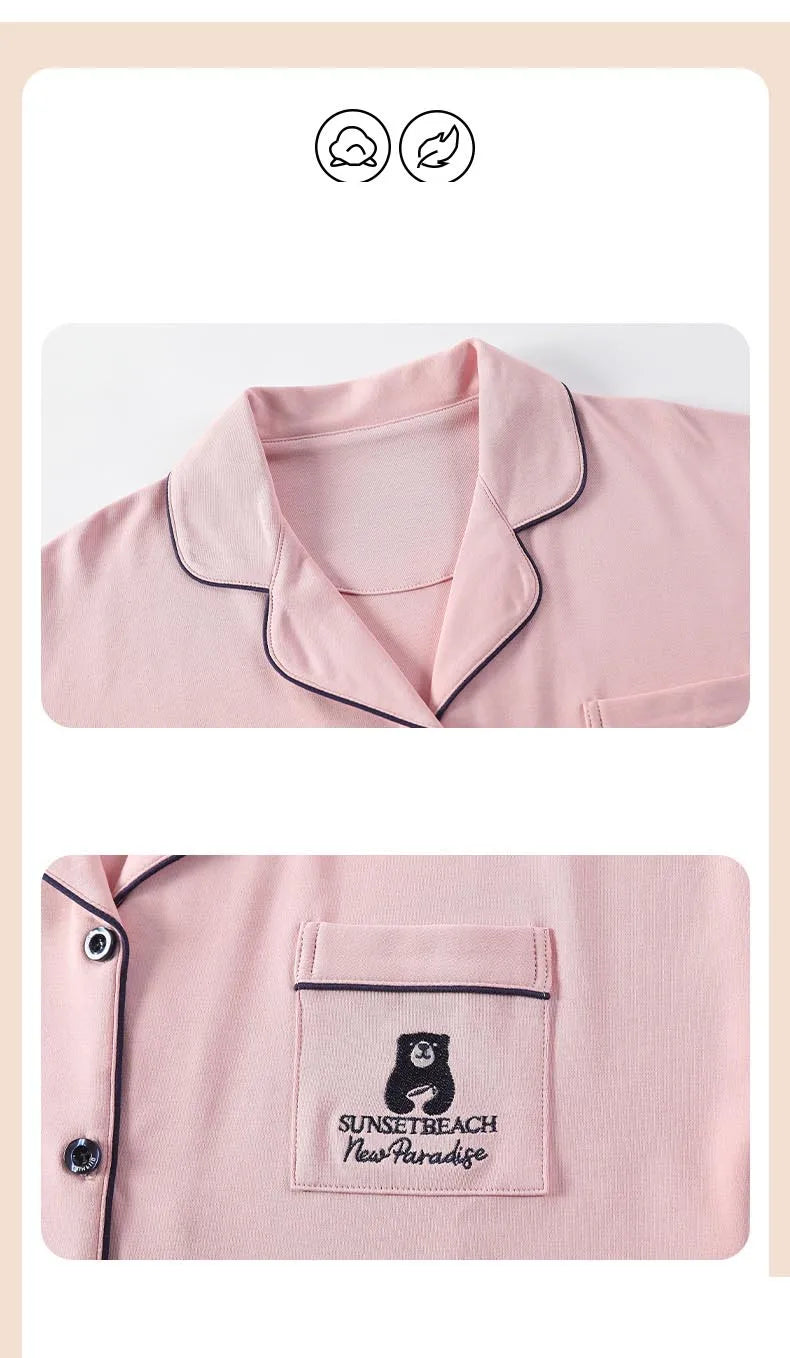 Dropshipping Female Pijamas Cartoon Summer Short Women Pajamas Sleeve Shorts Nightwear Sweet Sleepwear Pyjamas Woman Home Suit