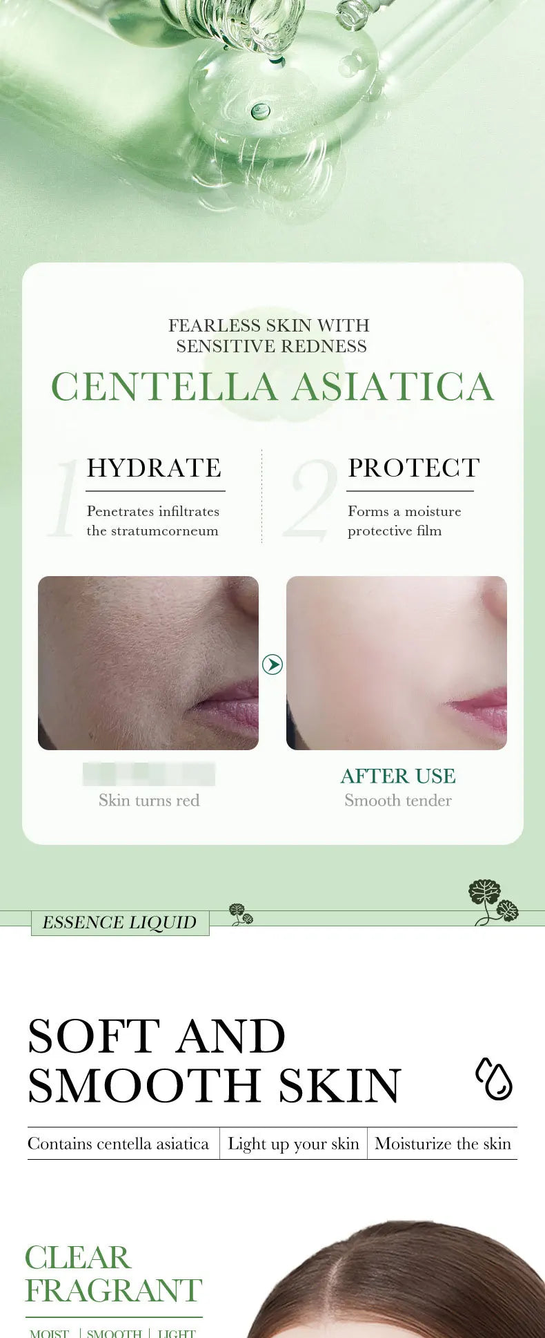 BIOAQUA Centella Face Serum Skincare Face Essence Moisturizing Hydrating Firming Repairing Facial Liquid Serum Skin Care
