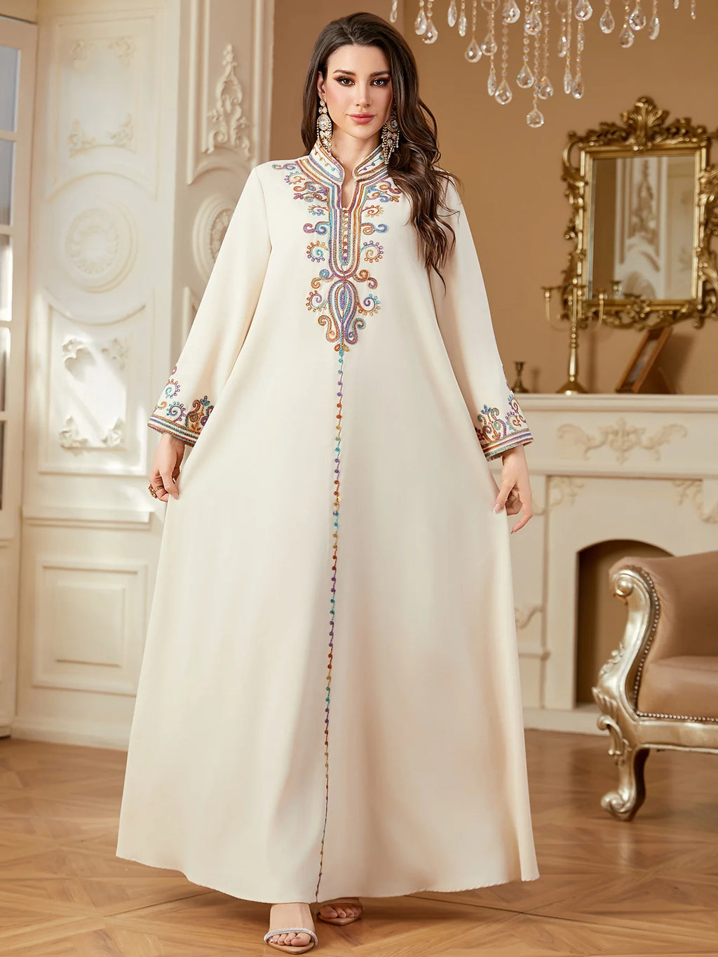 Eid Embroidery Women Dress Abaya Women Jalabiya Elegant Muslim Dubai Vestidos Largo Ramadan Morocco Prayer Caftan Robe Abayas