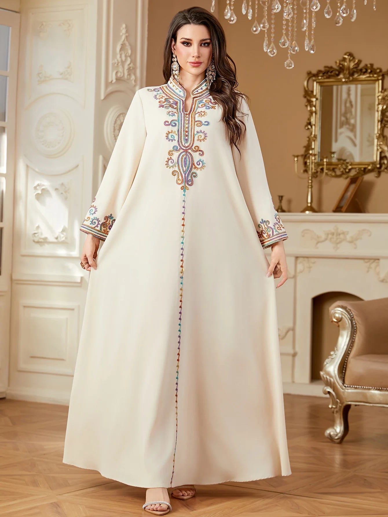 Eid Embroidery Women Dress Abaya Women Jalabiya Elegant Muslim Dubai Vestidos Largo Ramadan Morocco Prayer Caftan Robe Abayas