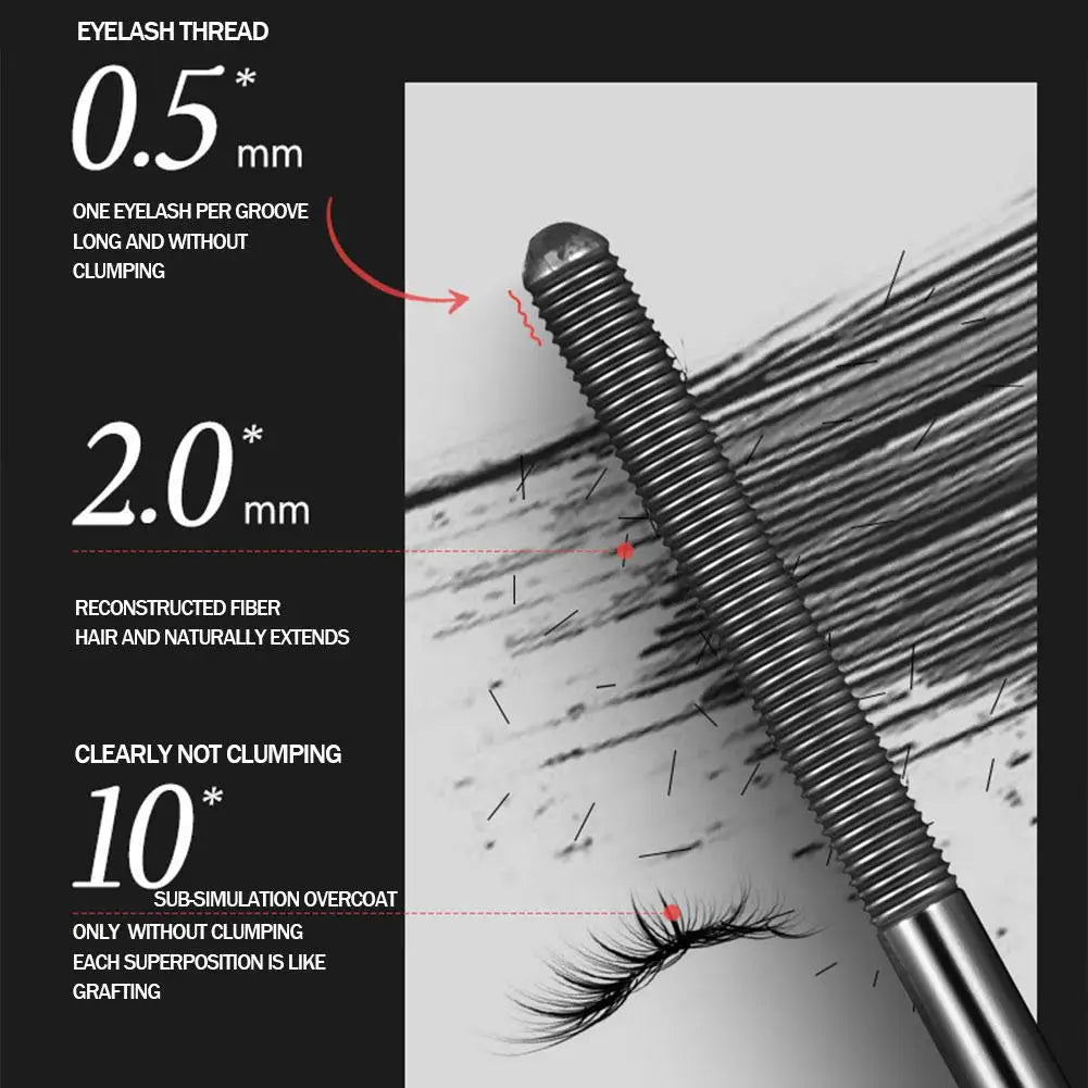 Metal Iron Lashes Mascara Waterproof Silk Fiber Mascara Black Long Curling Eyelash Extensions Non-clumping Eyes Makeup Cosmetics