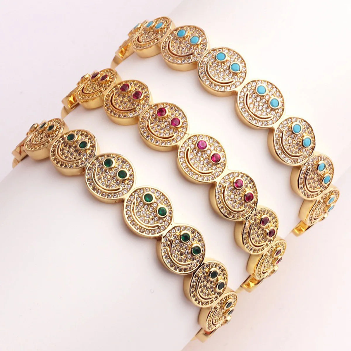 ZAKOL Luxury Shiny Micro-set Cubic Zirconia Round Face C-shaped Open Bracelet for Women Men Gifts Jewelry Accessories