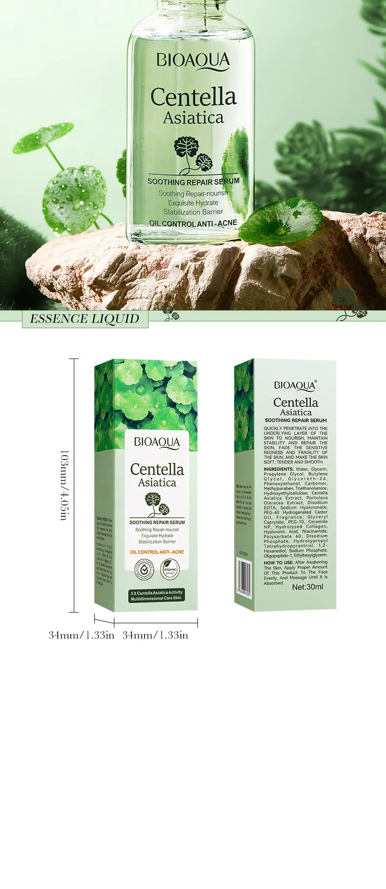 BIOAQUA Centella Face Serum Skincare Face Essence Moisturizing Hydrating Firming Repairing Facial Liquid Serum Skin Care