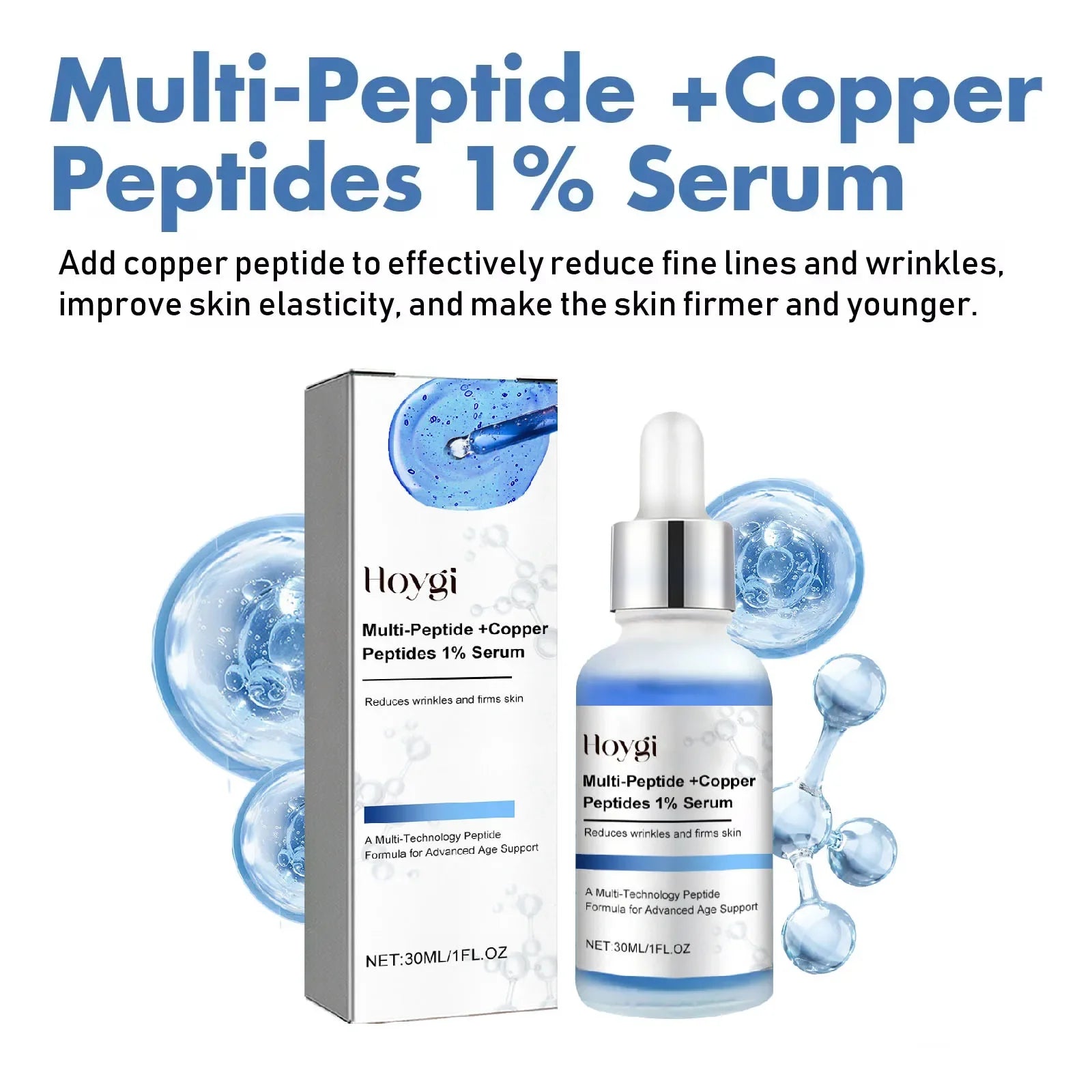 Blue Copper Peptide Serum Firming Fade Fine Lines Shrink Pores Skin Care Rejuvenation Smooth Brightening Spot Moisturizing Serum