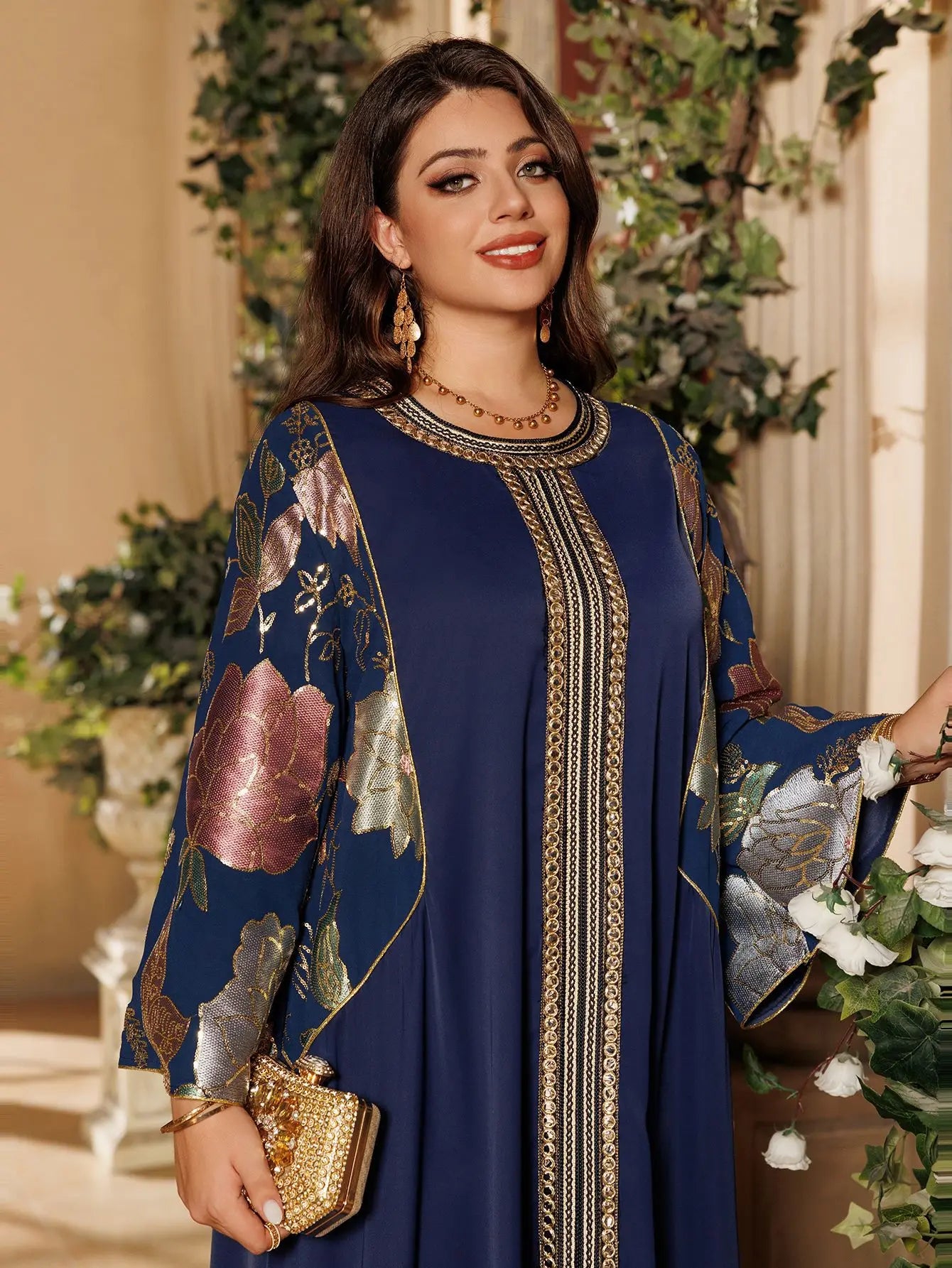 Muslim Women Sequin Embroidery Maxi Dress Dubai Abaya Turkey Kaftan Eid Djellaba Islam Jalabiya Robe Caftan Marocain Femme 2025
