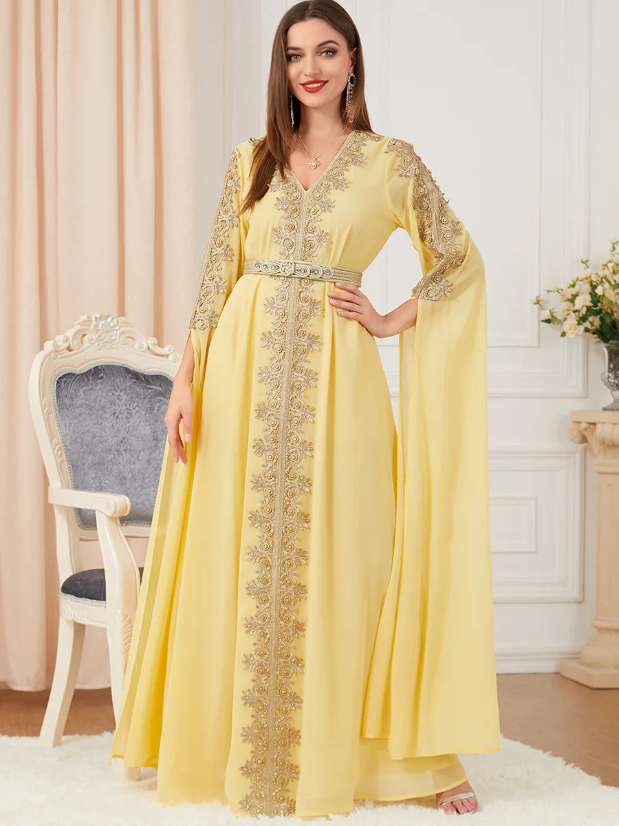 Autumn Morocco Dress Muslim Women Abaya Party Dresses Long Sleeve Abayas Dubai Turkey Islam Kaftan Robe Longue Vestidos Largos