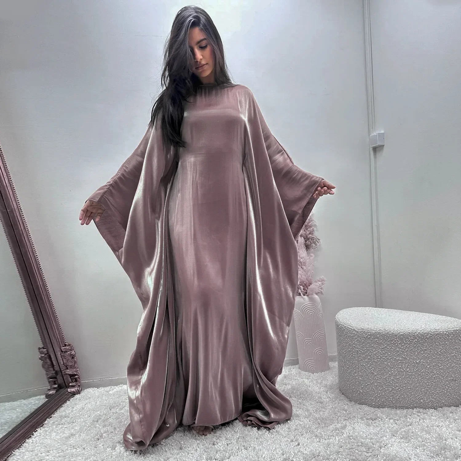 Femme Musulman Shiny Abayas for Women Muslim Prayer Dress Dubai Turkey Kaftan Eid Djellaba Saudi Arabic Robe Islam Jalabiya Gown