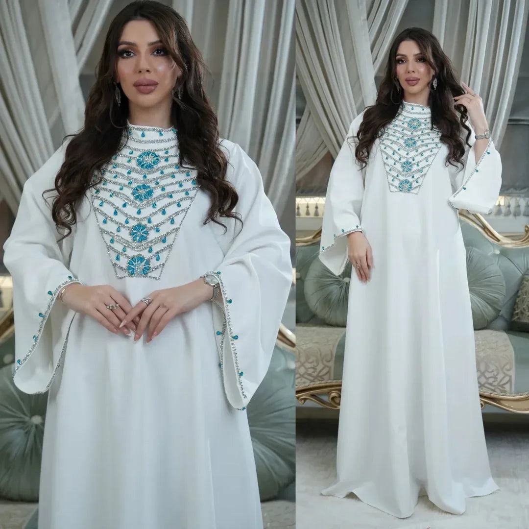 Elegant Dubai Luxury Diamonds Abaya Women Muslim Evening Party Dress Turkey Kaftan Eid Djellaba Ramadan Islam Jalabiya Vestidos