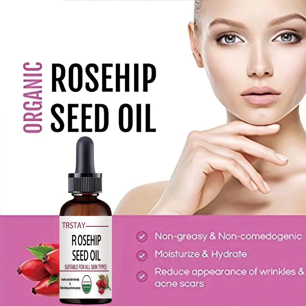 زيت ثمر الورد Rosehip Oil لترطيب ونضارة البشرة – TRSTAY