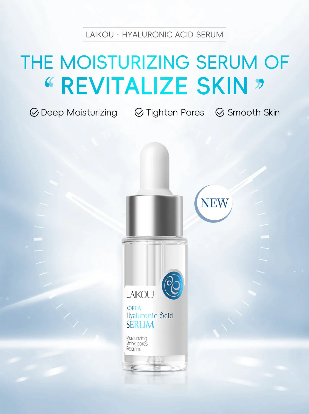 LAIKOU Hyaluronic Acid Serum Moisturizing Smoothing Face Essence Skin Care Shrink Pore Cream For Dry Facial Skin