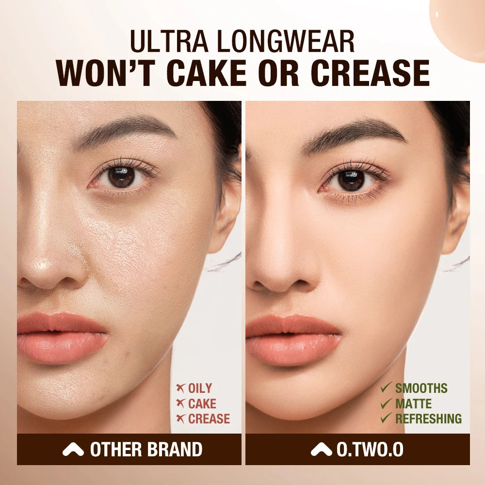 O.TWO.O Air Cushion Cream Face Powder 24h 2 In 1 Long-Lasting Oil-control Matte Soft Focus Concealer Makeup Pressed Powder Cream