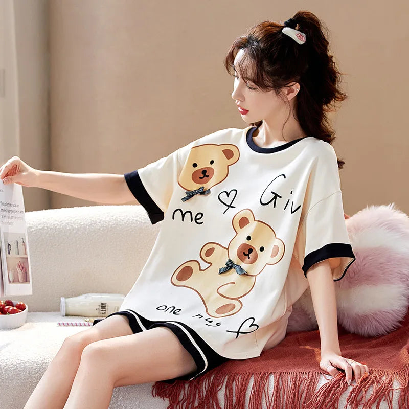 Spring Summer Pure Cotton Womens Pajama Sets Sexy Black Nightwear Casual Pyjama Long Pants Sleepwear Suits Homewear Fashion