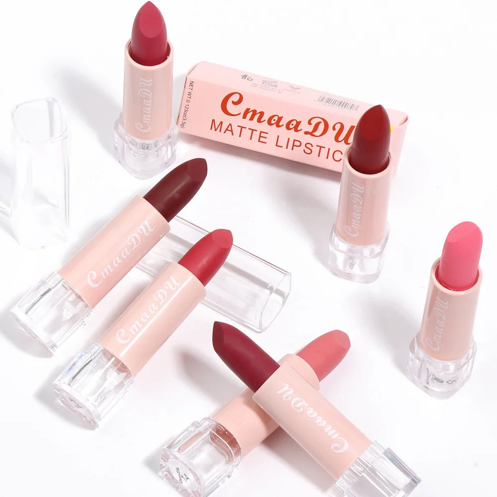 CmaaDu 15Color Pro 24HR Weightless Colour Matte Nude Velvet Liquid Rich Matte Finish Lipstick Lipgloss Waterproof Lip Makeup