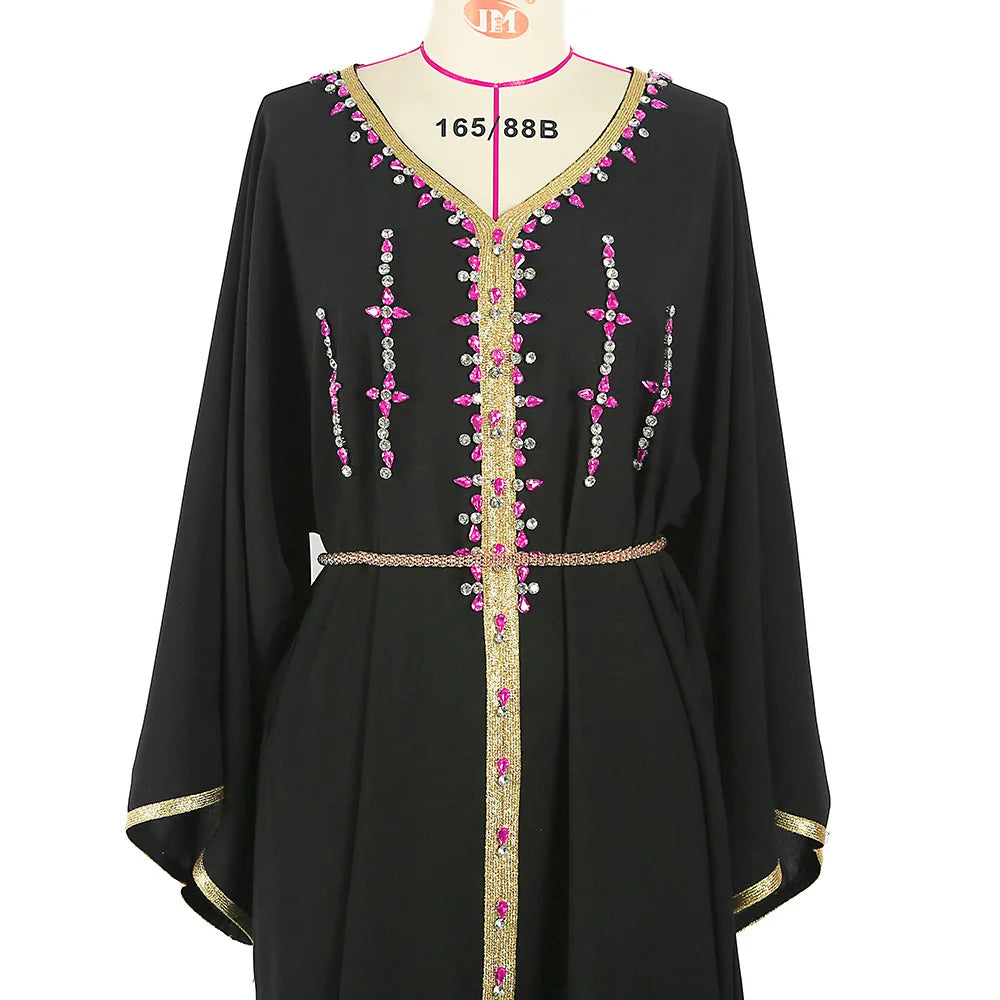 Luxury Diamond Party Dress for Women Robe Muslim Evening Abaya Arab Oman Dubai Moroccan Pakistan Jalabiya Caftan Ramadan Vestido