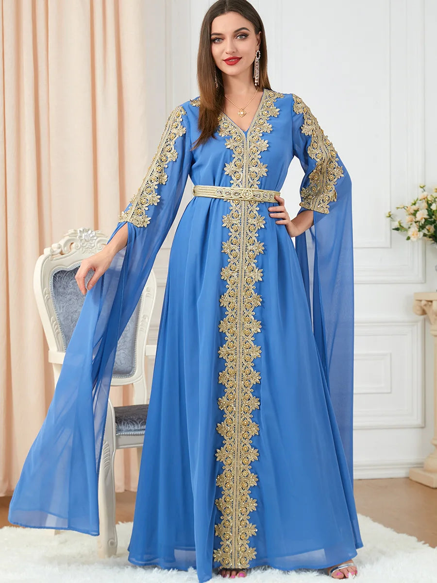 Autumn Morocco Dress Muslim Women Abaya Party Dresses Long Sleeve Abayas Dubai Turkey Islam Kaftan Robe Longue Vestidos Largos