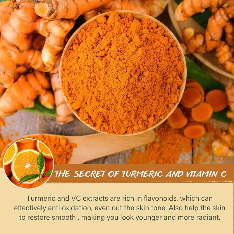 Vitamin C Turmeric Mud Clay Mask Fade Melanin Pigmentation Melasma Dark Spots Dull Skin Refining Pores and Controlling Oil 80g