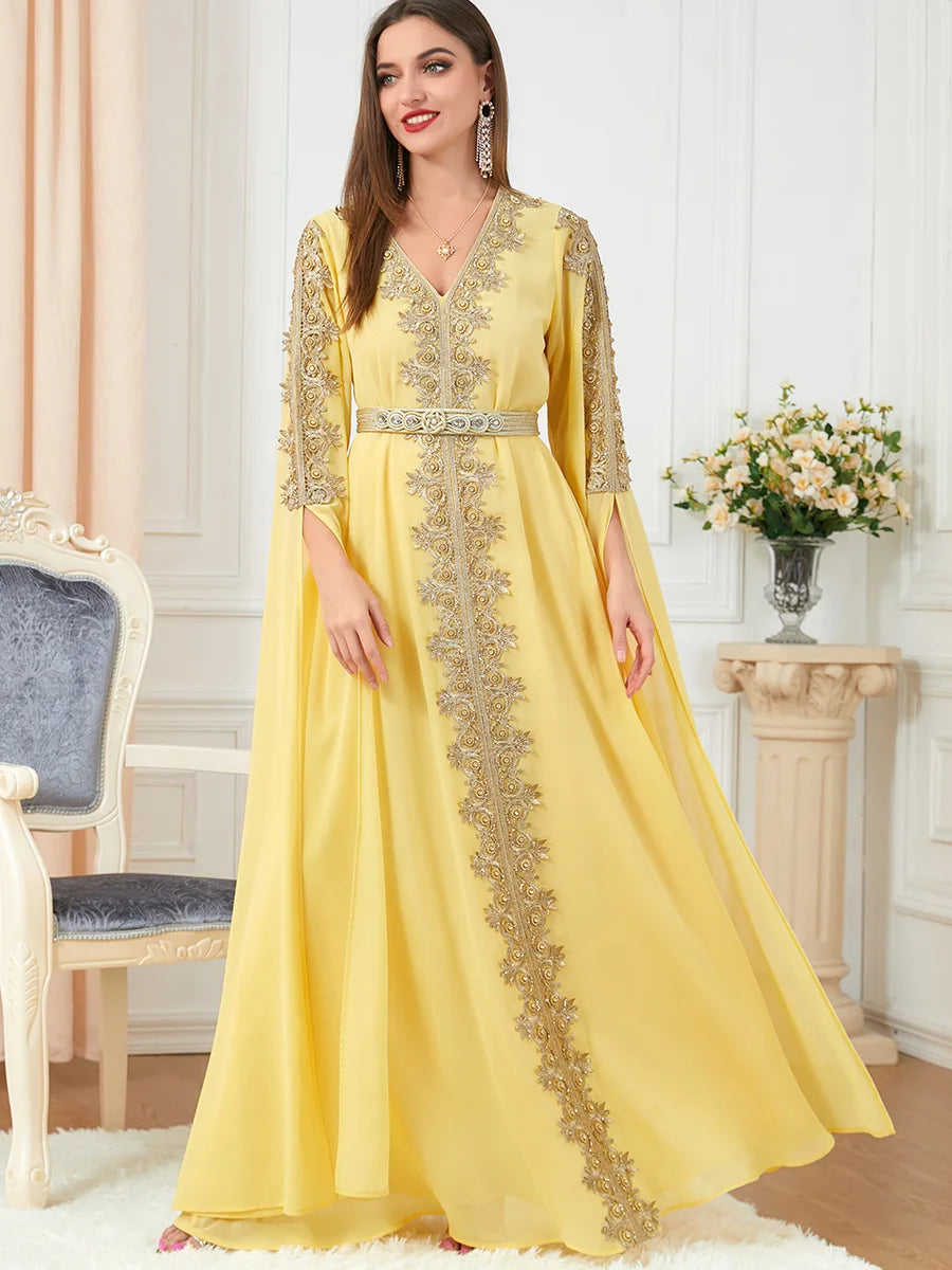 Autumn Morocco Dress Muslim Women Abaya Party Dresses Long Sleeve Abayas Dubai Turkey Islam Kaftan Robe Longue Vestidos Largos