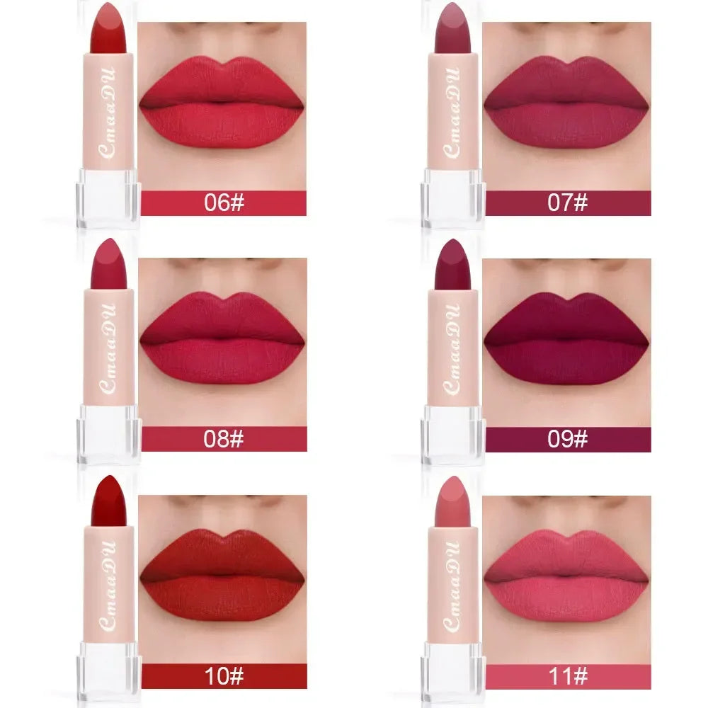CmaaDu 15Color Pro 24HR Weightless Colour Matte Nude Velvet Liquid Rich Matte Finish Lipstick Lipgloss Waterproof Lip Makeup