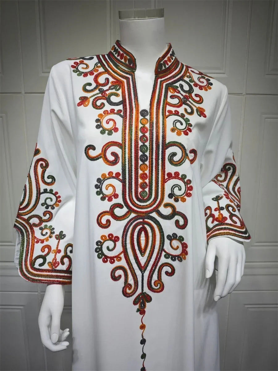 Ramadan Muslim Women's Embroidered Loose abaya Dresses For Women Gala Morocco Dubai Elegant Casual Kaftan