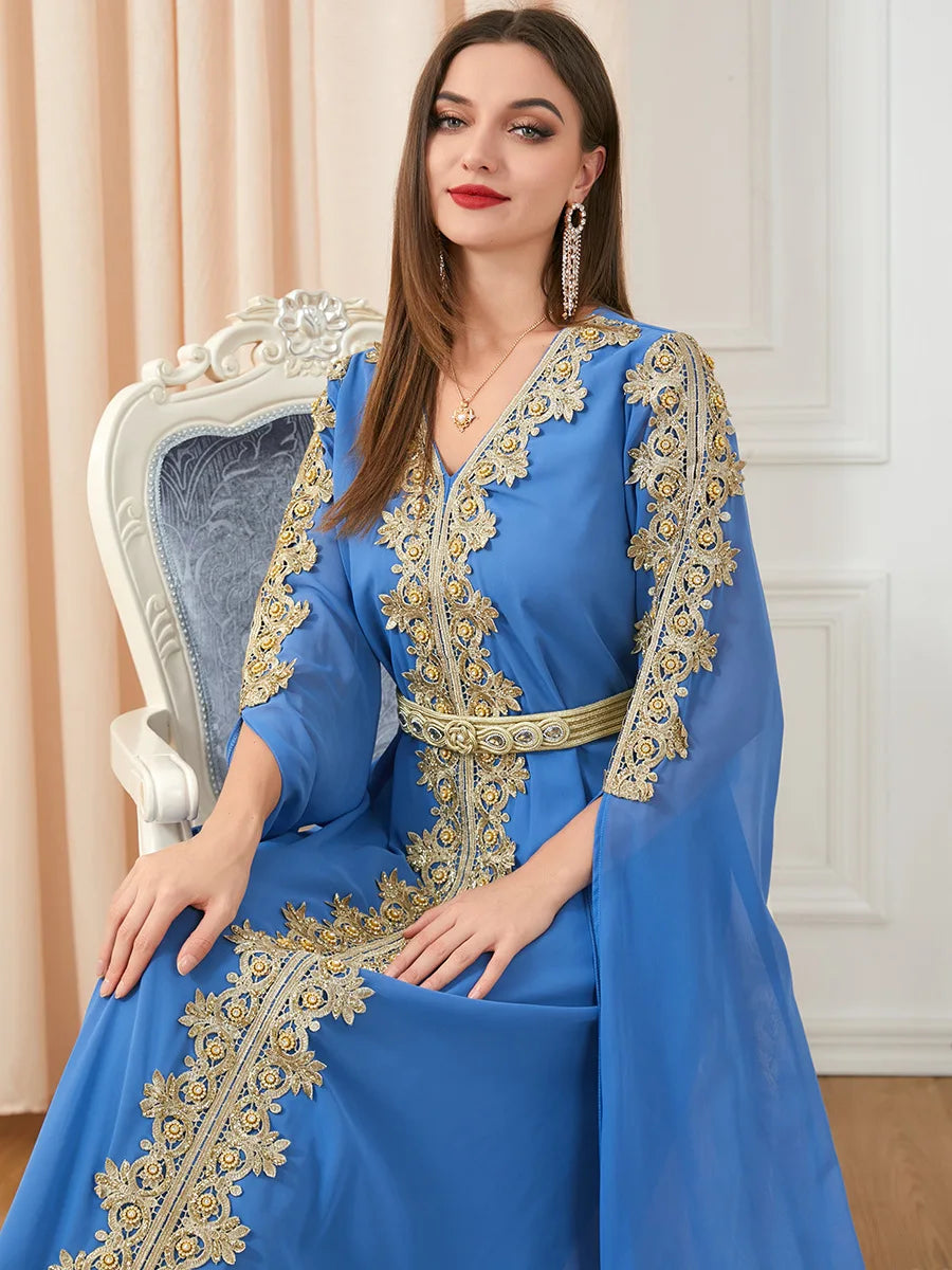 Autumn Morocco Dress Muslim Women Abaya Party Dresses Long Sleeve Abayas Dubai Turkey Islam Kaftan Robe Longue Vestidos Largos