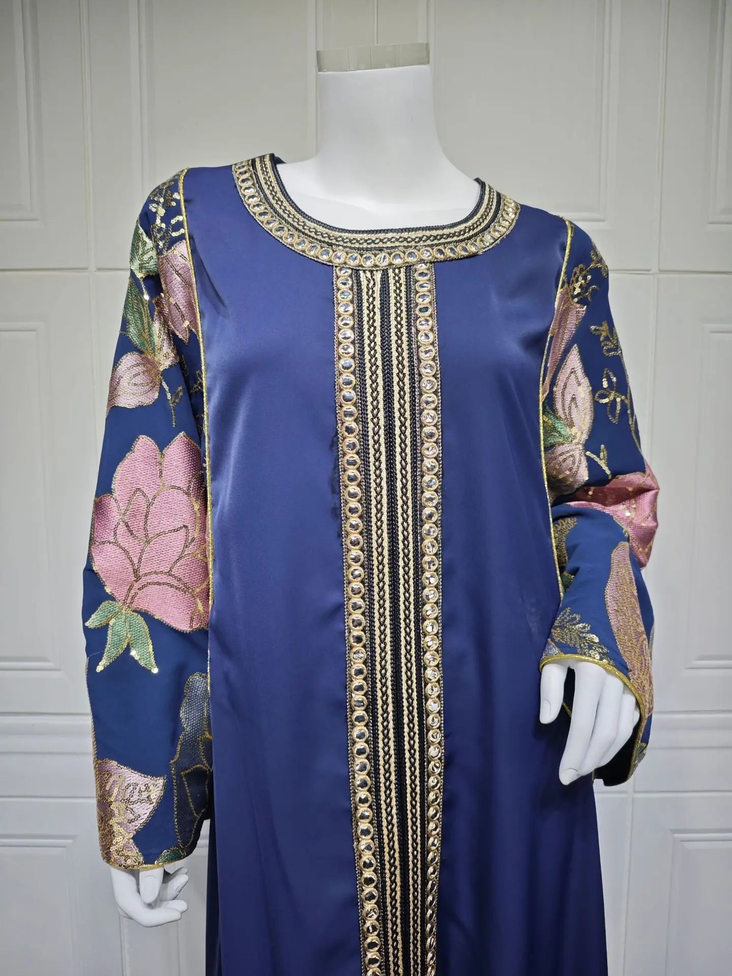 Muslim Women Sequin Embroidery Maxi Dress Dubai Abaya Turkey Kaftan Eid Djellaba Islam Jalabiya Robe Caftan Marocain Femme 2025