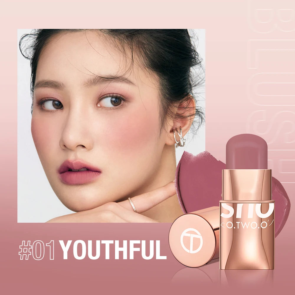 O.TWO.O Blush Makeup Stick High Pigmented Blusher Cream Sticks Waterproof Long-lasting Lip Cheek Eyess Cosmetics for Women