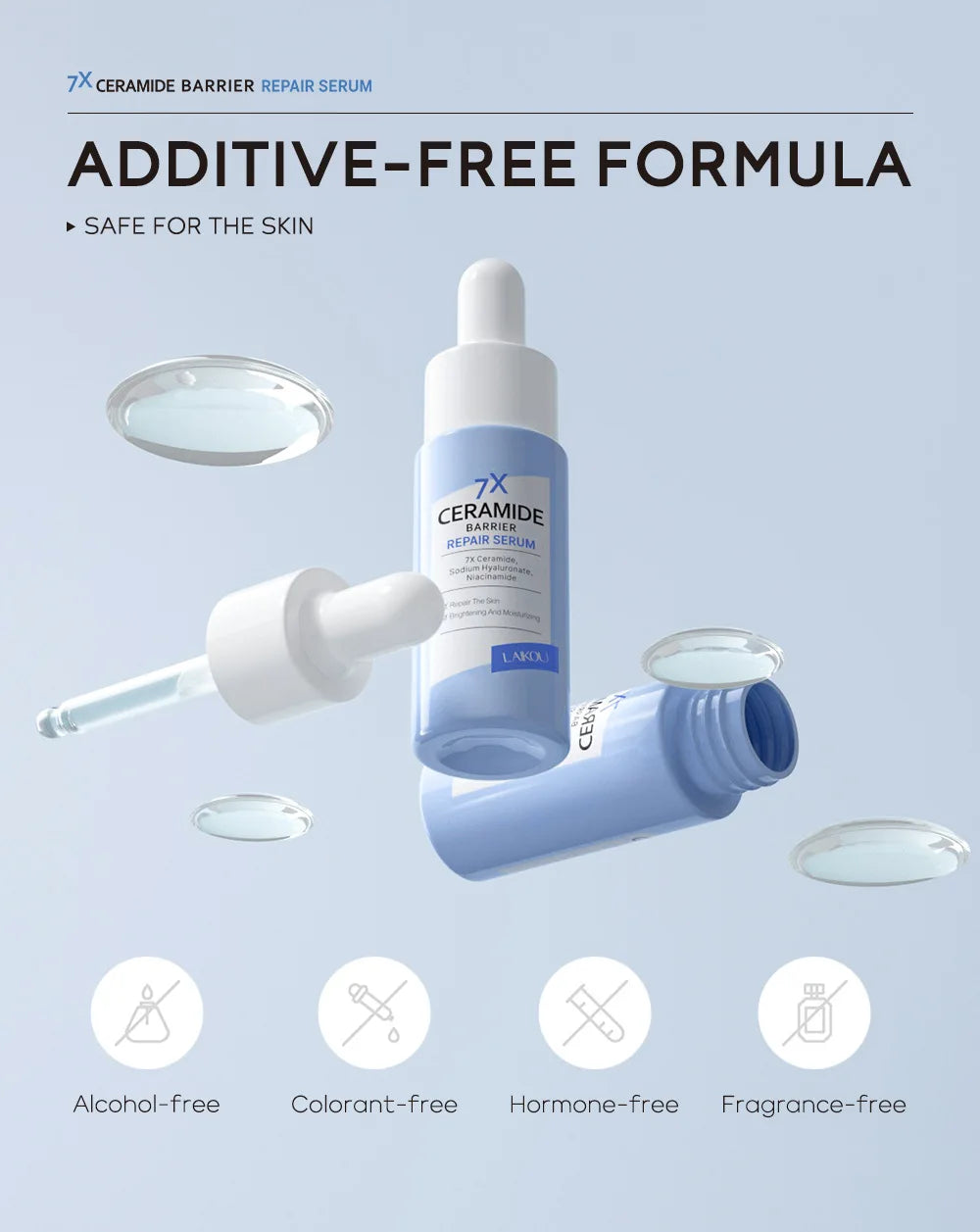 LAIKOU 7X Ceramide Barrier Repair Serum Intensive Hydration Enhanced Skin Barrier Improve Sensitive Repair Moisturizing Essence