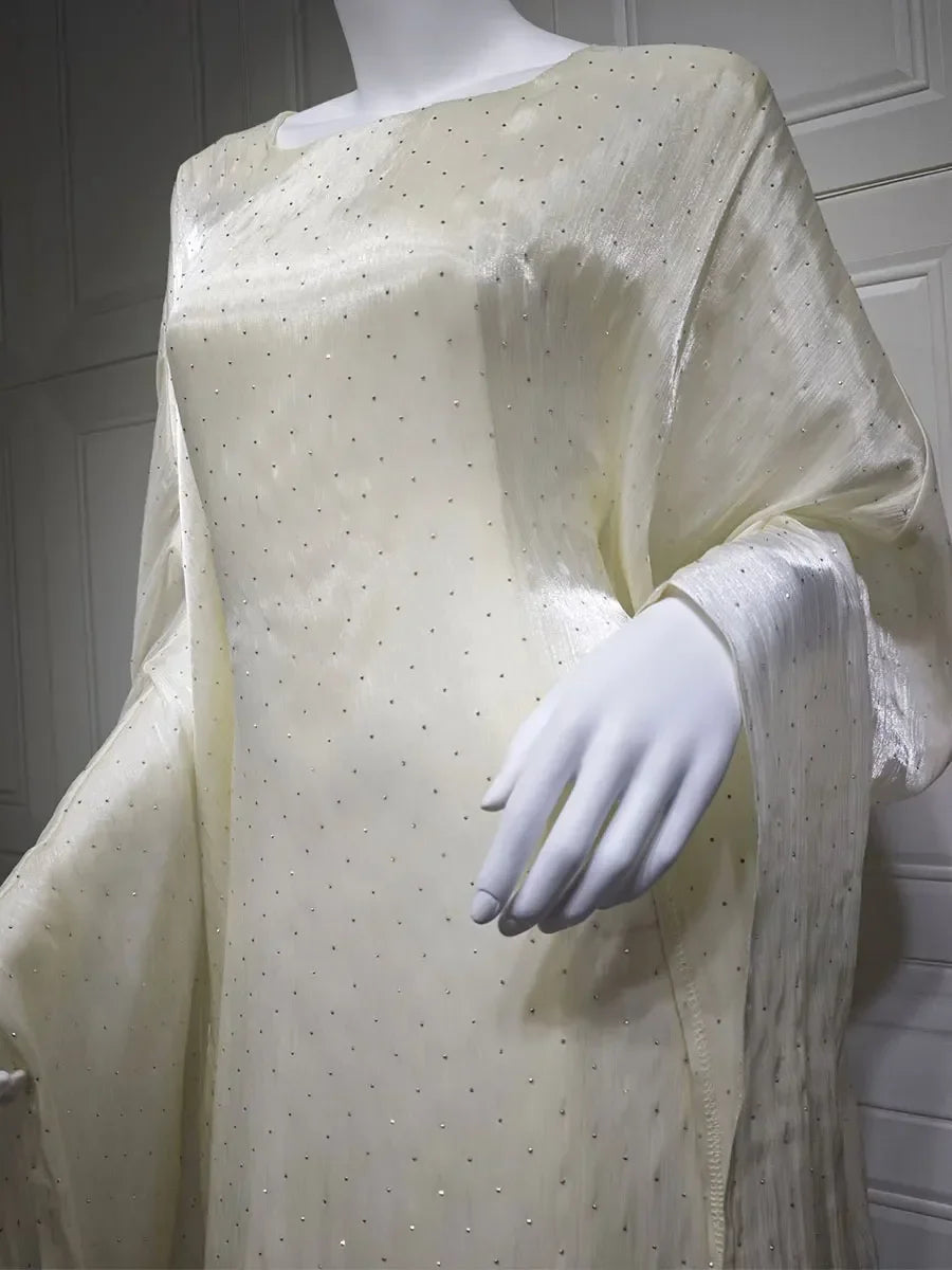Ramadan Dubai Elegant cock abaya Polka Dot Dresses Long Dolman Sleeve For Muslim Women's Brief Kaftan