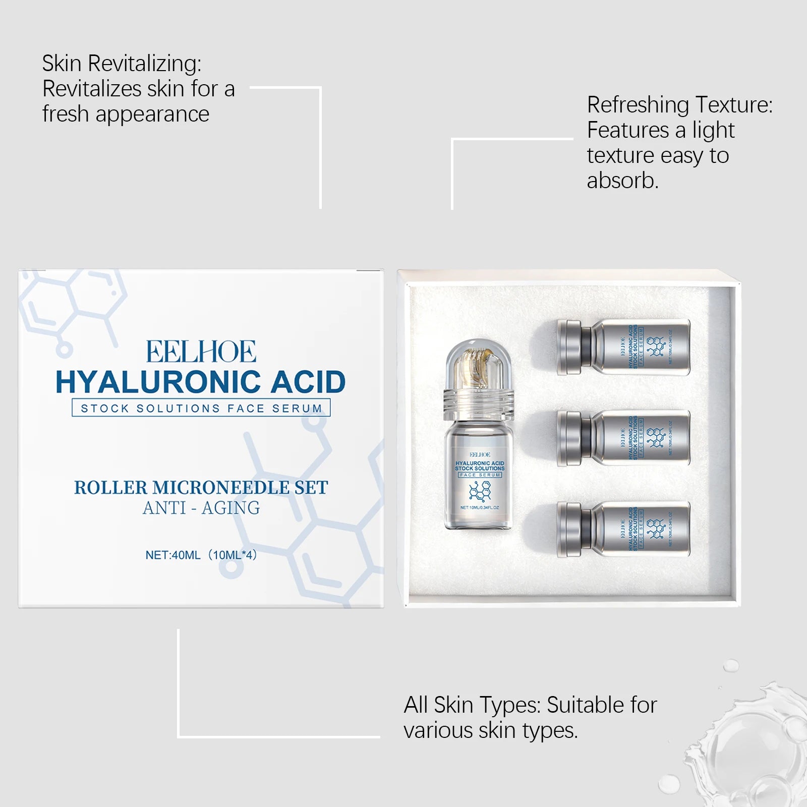 Facial serum Microneedle Roller Set 0025mm Niacinamide serum Moisturizing  Winter skincare Barrier Protection Moisturizer 40ml